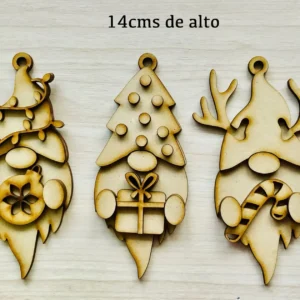 Set de 3 Gnomos colgantes: Foquitos/Pino/Reno