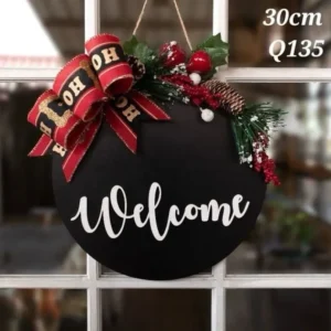 Rotulo pintado "welcome" navideño