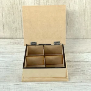 caja de té de 4 tapa lisa
