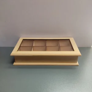 caja de té de 8 tapa con acrílico