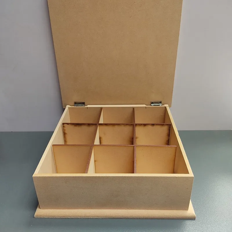 caja de té de 9 tapa con borde