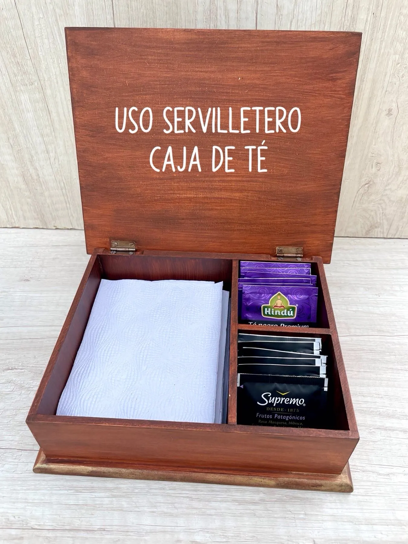 caja de té tapa lisa + servilletas - Imagen 4