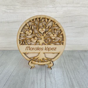 Rotulo arbol con corazones