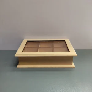 caja de té de 6 tapa con acrilico