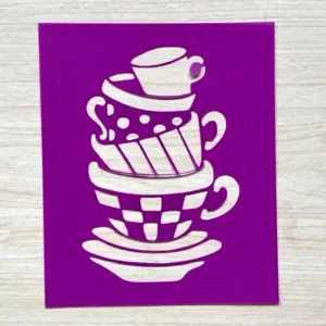 stencil torre de tazas