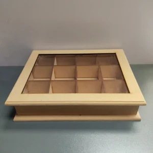 caja de té de 12 tapa con acrilico