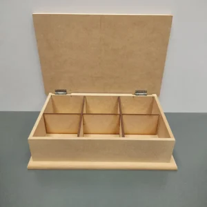 caja de té de 6 espacios tapa con borde